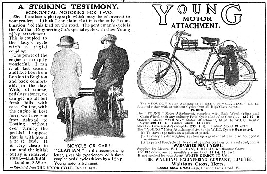 Young Cycle Motor Bicycle Attachment                             