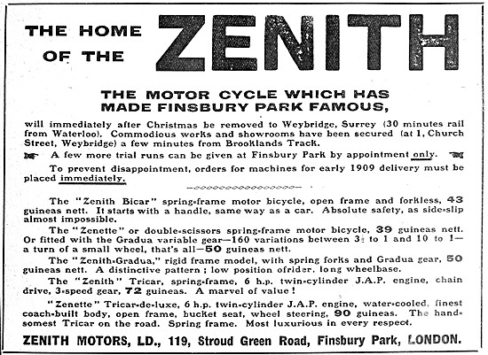 Zenith Motor Cycles 1908                                         