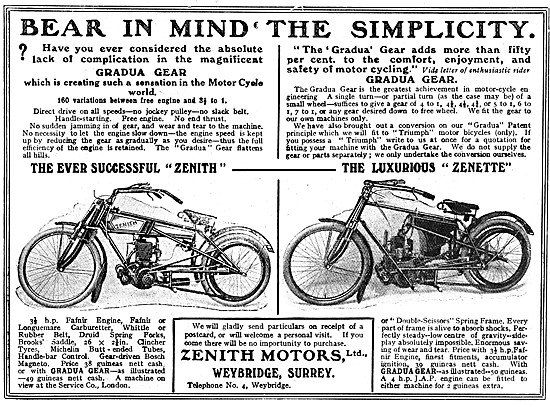 Zenith Fafnir Motor Cycle 1909                                   