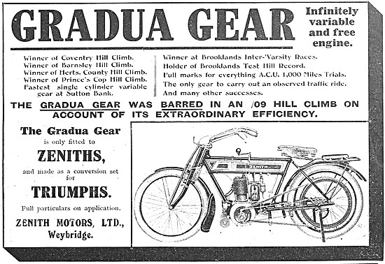 Zenith-Gradua Gear Motor Cycle 1910 Advert                       