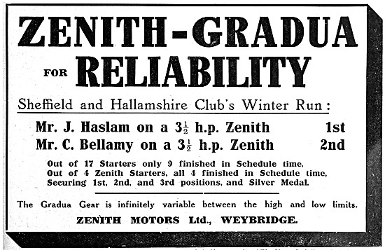 1911 3 1/2 hp Zenith-Gradua Motor Cycle                          