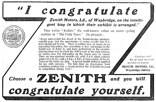 Zenith-Gradua Motor Cycles 1912                                  