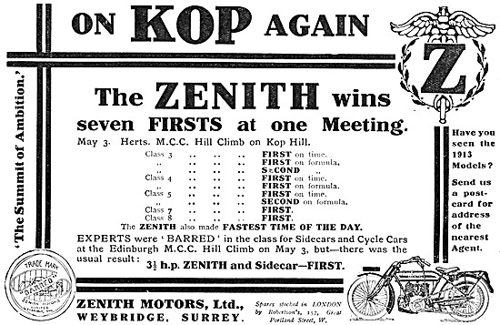 1913 Zenith Motor Cycles                                         