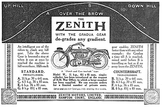 Zenith Motor Cycle Range For 1915 - Zenith Gradua                