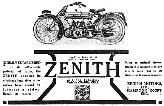 1917 Zenith Motor Cycles                                         
