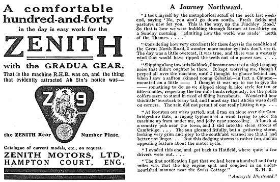 1919 Zenith Motor Cycles - Zenith Gradua                         
