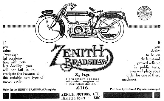 1921 Zenith Bradshaw 3.5 hp Motor Cycle                          