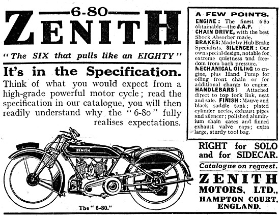 1926 Zenith-JAP 6-80 Motor Cycle                                 