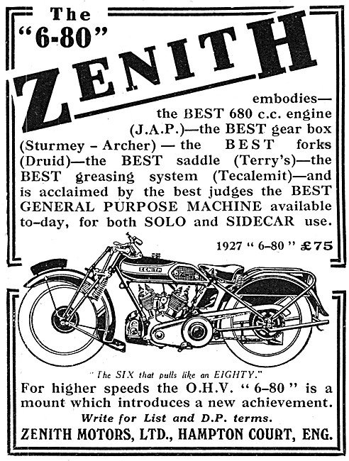 1927 Zenith-JAP 6-80 Motor Cycle                                 