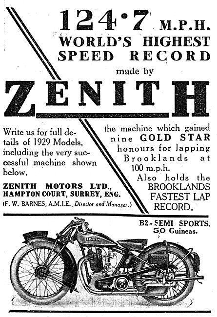 1928 Zenith B2 Semi-Sports Motor Cycle                           