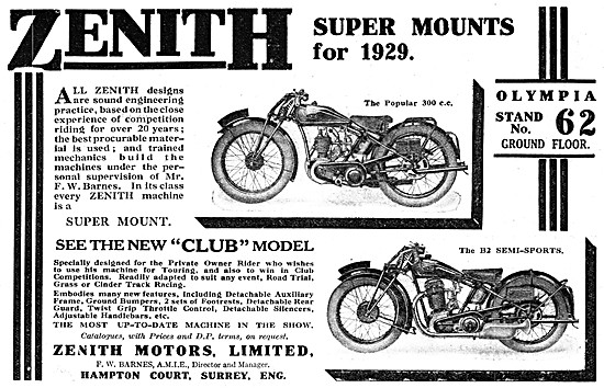 The 1929 Zenith Popular 300 cc Motor Cycle                       