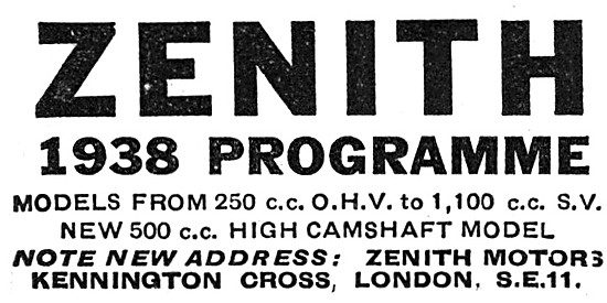 1937 Zenith Motor Cycles Advert                                  