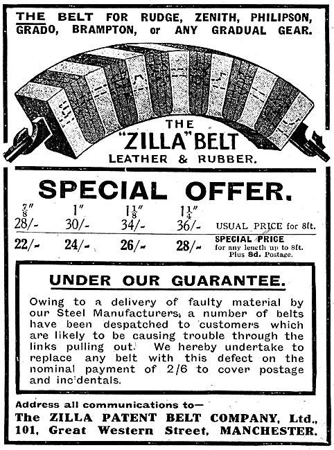 Zilla Motor Cycle Belts - Zilla Belts                            