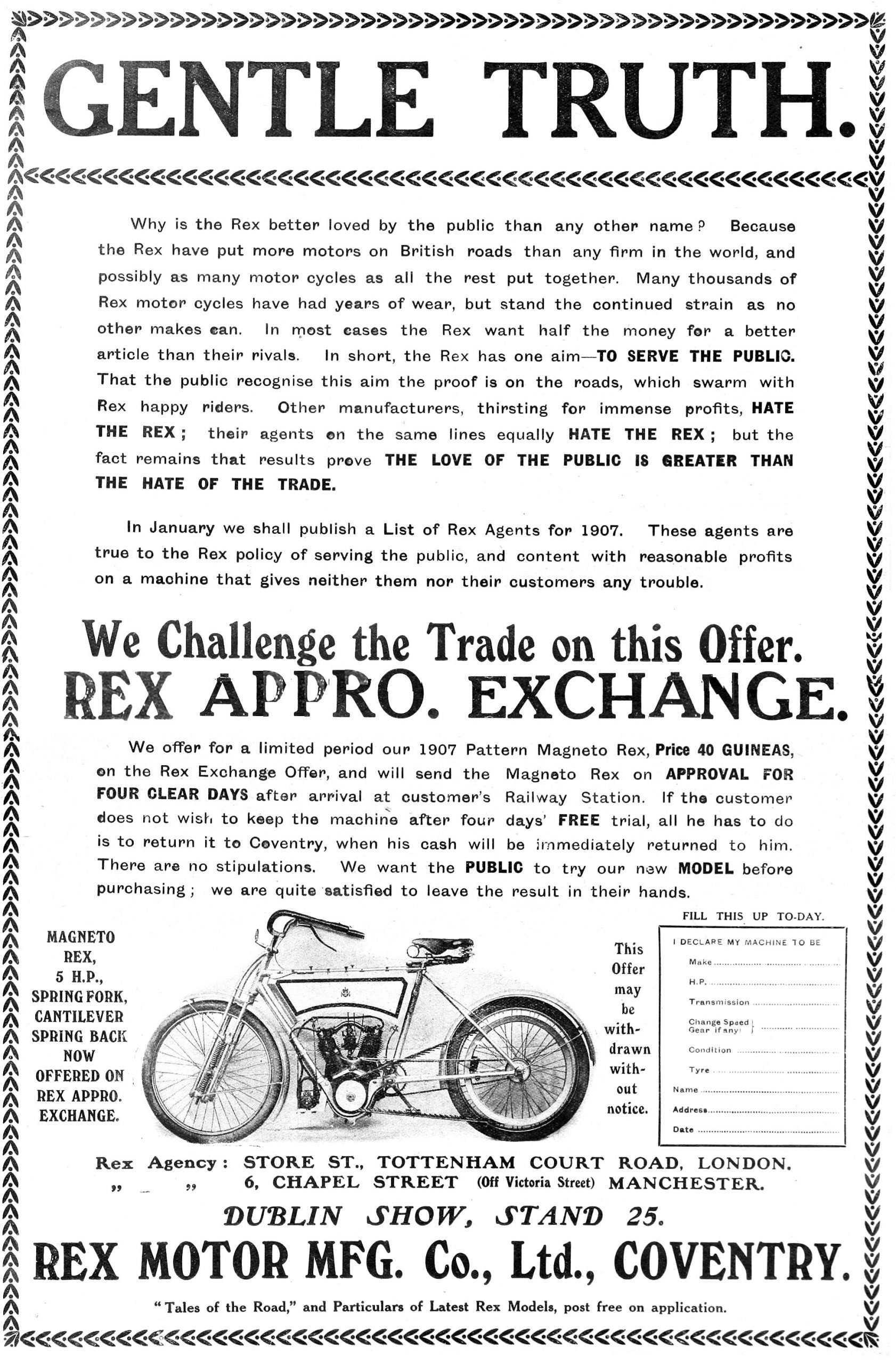 1907 Rex Motor Cycle