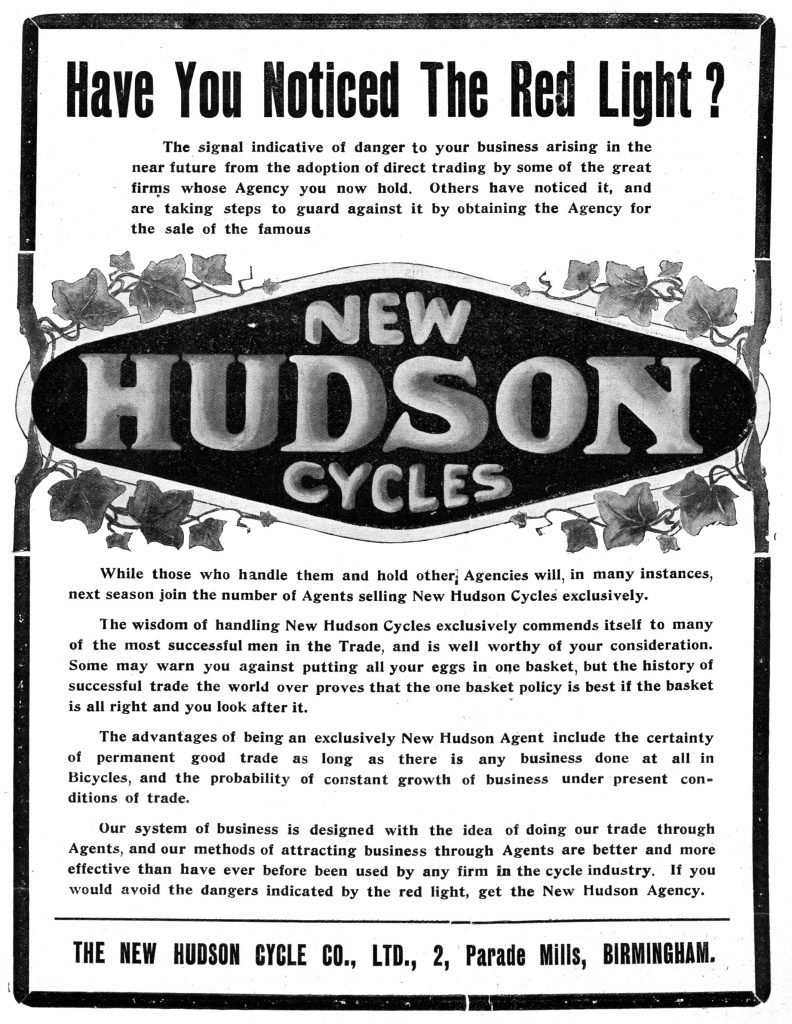 1906 New Hudson bicycle Advert